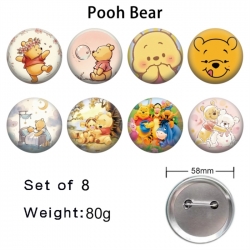 Winnie Anime tinplate brooch badge a set of 8