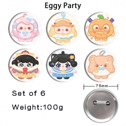 Eggy Party Anime Tinplate Bright Film Emblem Badge 75mm a set of 6