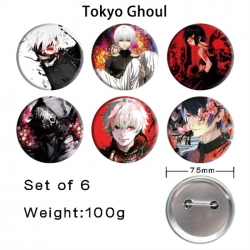 Tokyo Ghoul Anime Tinplate Bright Film Emblem Badge 75mm a set of 6