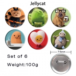 Jellycat Anime Tinplate Bright Film Emblem Badge 75mm a set of 6