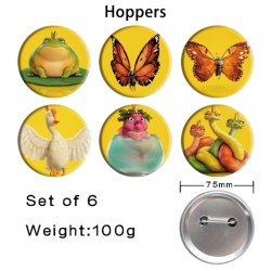 Hoppers Foldable Anime Tinplate Bright Film Emblem Badge 75mm a set of 6