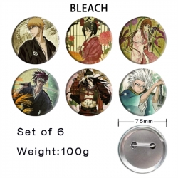 Bleach Anime Tinplate Bright Film Emblem Badge 75mm a set of 6