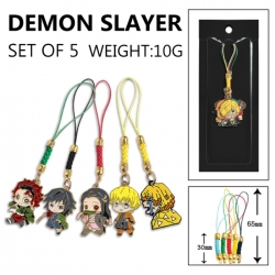 Demon Slayer Kimets Anime peripheral color drip alloy pendant set a set of 5