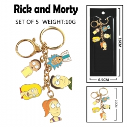 Rick and Morty Anime peripheral colorful drip oil alloy machine rope pendant price for 5 pcs