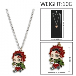 Demon Slayer Kimets Anime peripheral colorful drip oil alloy necklace price for 5 pcs