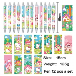 HelloKitty Anime peripheral student color picture ballpoint pen neutral pen 15cm a set of 12