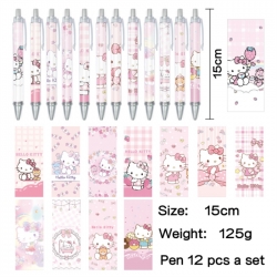 HelloKitty Anime peripheral student color picture ballpoint pen neutral pen 15cm a set of 12