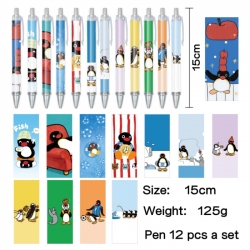 Pingu Anime peripheral student color picture ballpoint pen neutral pen 15cm a set of 12
