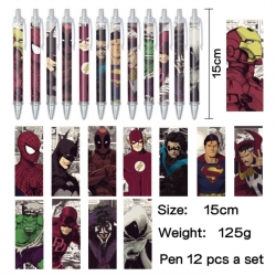 Superhero Anime peripheral student color picture ballpoint pen neutral pen 15cm a set of 12