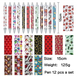 Superhero Anime peripheral student color picture ballpoint pen neutral pen 15cm a set of 12