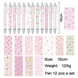Melody Anime peripheral student color picture ballpoint pen neutral pen 15cm a set of 12