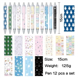 Miffy Anime peripheral student color picture ballpoint pen neutral pen 15cm a set of 12