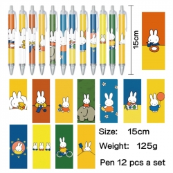 Miffy Anime peripheral student color picture ballpoint pen neutral pen 15cm a set of 12