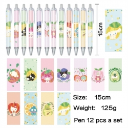 Sanrio Anime peripheral student color picture ballpoint pen neutral pen 15cm a set of 12