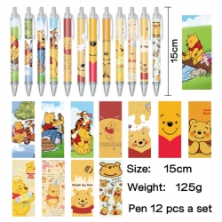 Winnie Anime peripheral student color picture ballpoint pen neutral pen 15cm a set of 12