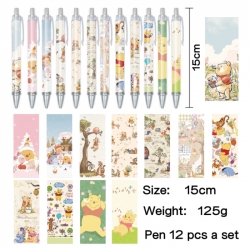 Winnie Anime peripheral student color picture ballpoint pen neutral pen 15cm a set of 12