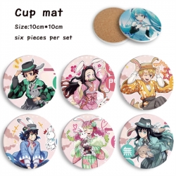 Demon Slayer Kimets Anime ceramic water absorbing and heat-insulating coaster 10x10cm a set of 6