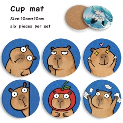 Kapibala Anime ceramic water absorbing and heat-insulating coaster 10x10cm a set of 6