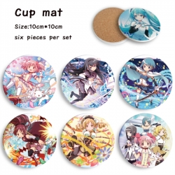 Magical Girl Madoka of the Magus Anime ceramic water absorbing and heat-insulating coaster 10x10cm a set of  6
