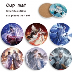 Anime ceramic water absorbing and heat-insulating coaster 10x10cm a set of 6