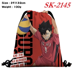 Haikyuu!! cartoon Waterproof Nylon Full Color Drawstring Pocket 39x32cm 