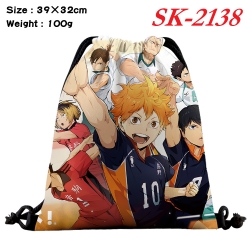 Haikyuu!! cartoon Waterproof Nylon Full Color Drawstring Pocket 39x32cm 