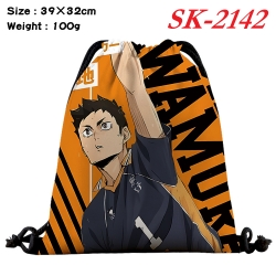 Haikyuu!! cartoon Waterproof Nylon Full Color Drawstring Pocket 39x32cm 