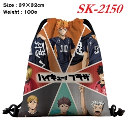Haikyuu!! cartoon Waterproof Nylon Full Color Drawstring Pocket 39x32cm 