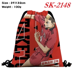 Haikyuu!! cartoon Waterproof Nylon Full Color Drawstring Pocket 39x32cm 