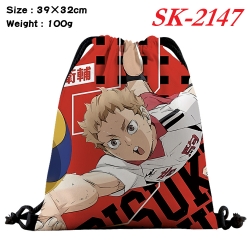 Haikyuu!! cartoon Waterproof Nylon Full Color Drawstring Pocket 39x32cm 