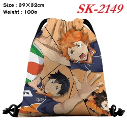 Haikyuu!! cartoon Waterproof Nylon Full Color Drawstring Pocket 39x32cm 