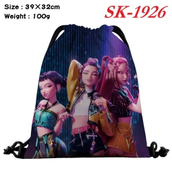 K-Pop:Demon Hunters cartoon Waterproof Nylon Full Color Drawstring Pocket 39x32cm 