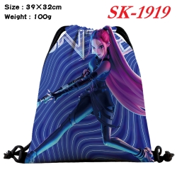 K-Pop:Demon Hunters cartoon Waterproof Nylon Full Color Drawstring Pocket 39x32cm 