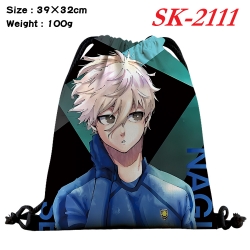 BLUE LOCK cartoon Waterproof Nylon Full Color Drawstring Pocket 39x32cm 