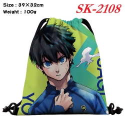 BLUE LOCK cartoon Waterproof Nylon Full Color Drawstring Pocket 39x32cm 