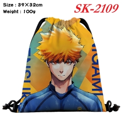 BLUE LOCK cartoon Waterproof Nylon Full Color Drawstring Pocket 39x32cm 