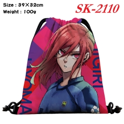 BLUE LOCK cartoon Waterproof Nylon Full Color Drawstring Pocket 39x32cm 