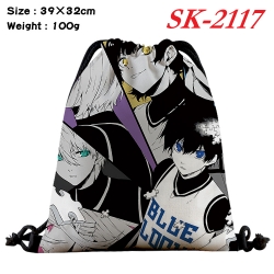 BLUE LOCK cartoon Waterproof Nylon Full Color Drawstring Pocket 39x32cm 