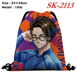 BLUE LOCK cartoon Waterproof Nylon Full Color Drawstring Pocket 39x32cm 