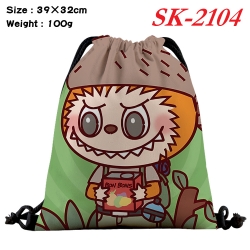 Labubu cartoon Waterproof Nylon Full Color Drawstring Pocket 39x32cm 