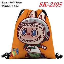 Labubu cartoon Waterproof Nylon Full Color Drawstring Pocket 39x32cm 