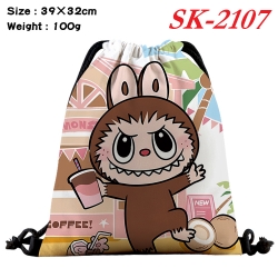 Labubu cartoon Waterproof Nylon Full Color Drawstring Pocket 39x32cm 