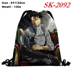 Shingeki no Kyojin cartoon Waterproof Nylon Full Color Drawstring Pocket 39x32cm 