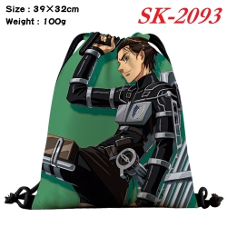 Shingeki no Kyojin cartoon Waterproof Nylon Full Color Drawstring Pocket 39x32cm 