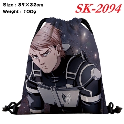 Shingeki no Kyojin cartoon Waterproof Nylon Full Color Drawstring Pocket 39x32cm 
