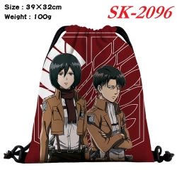Shingeki no Kyojin cartoon Waterproof Nylon Full Color Drawstring Pocket 39x32cm 