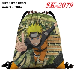 Naruto cartoon Waterproof Nylon Full Color Drawstring Pocket 39x32cm 