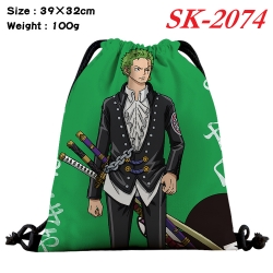 One Piece cartoon Waterproof Nylon Full Color Drawstring Pocket 39x32cm 