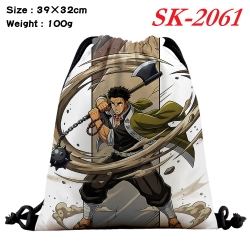 Demon Slayer Kimets cartoon Waterproof Nylon Full Color Drawstring Pocket 39x32cm 