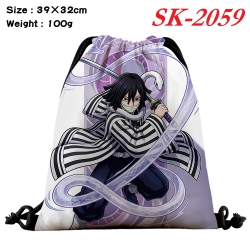 Demon Slayer Kimets cartoon Waterproof Nylon Full Color Drawstring Pocket 39x32cm 